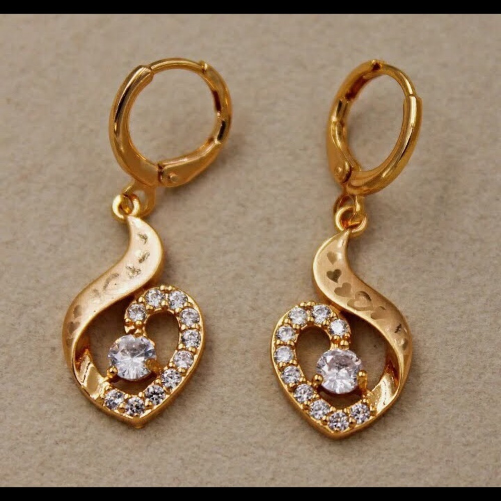 Gold Filled & Zircon Laser  Carved Earrings